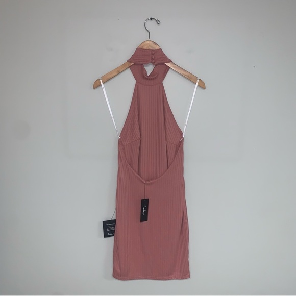 Lulus Mini‎ Dress Size Medium Pink “Got the Groove” Ribbed Halter Bodycon NWT - Picture 6 of 12